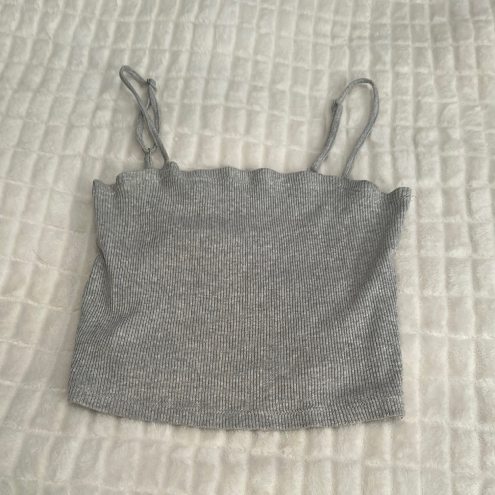 Gray Ribbed Women's Top
